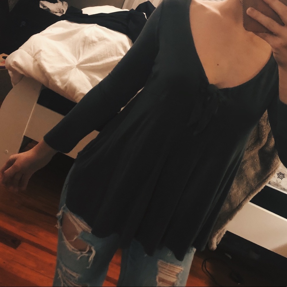 Cute gray tie blouse